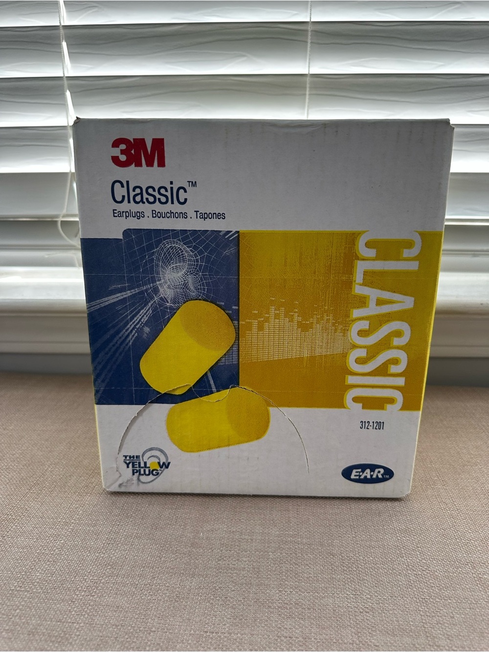 3M 312-1201 E-A-R Classic Earplug - Yellow (200 Pair) Uncorded
